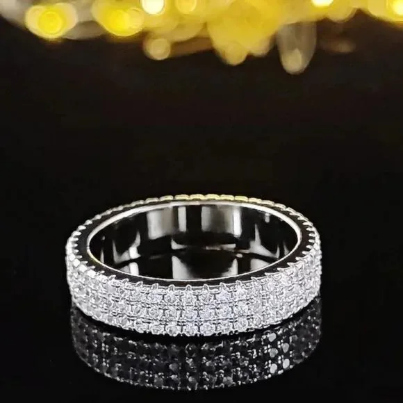 NEW 925 STERLING SILVER FULL ETERNITY BAND RING, CUTE RING, SHINY RING. - Picture 2 of 5